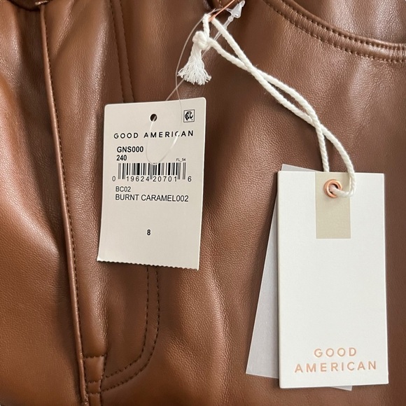 Good American - NWT Better Than Leather Good Icon in Burnt Caramel002 Sz 8 - Picture 8 of 12